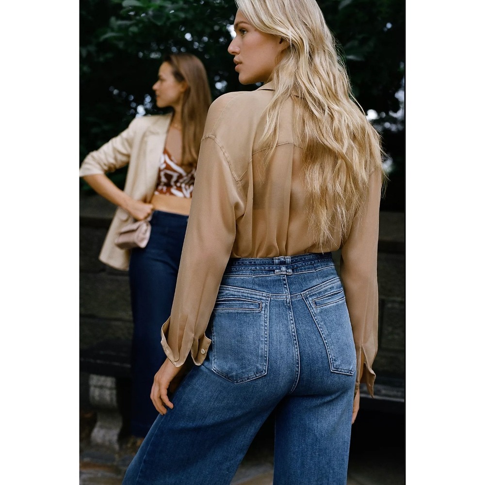 Pilcro Wide-Leg Flare Jeans in Blue - Picture 3 of 9